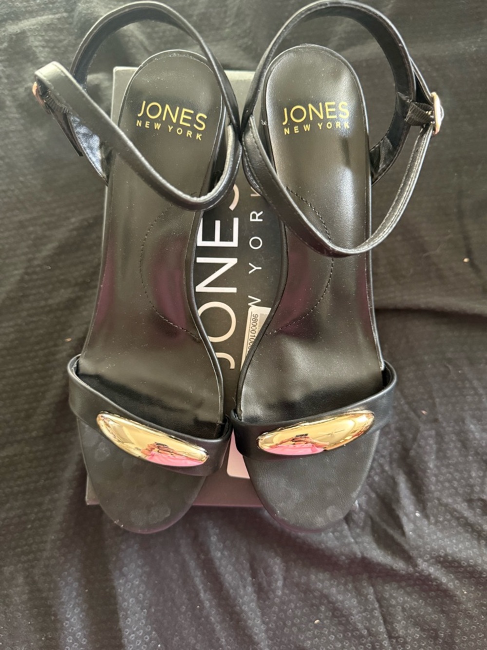 Jones New York Black Slingback Sandals with Gold Ornament‎ US8.5